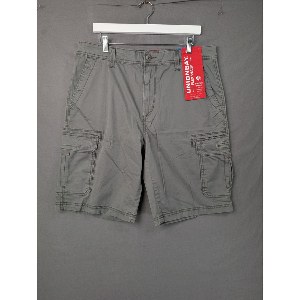 Unionbay Mens Flex Waist Cargo Shorts Grey Goose 36 1555233